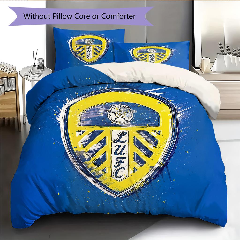 Постельное белье с узором в виде эмблемы Leeds United, Домашний декор, Подарок на день рождения (1 пододеяльник + 2 наволочки, без наполнителя)