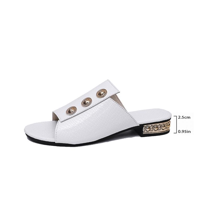 Flip-flops Women's Summer Shoes Simple Shoes Square-toed Thick-heeled Low-heeled Slippers