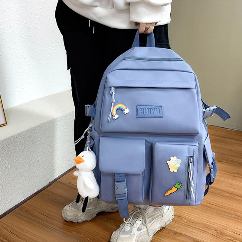 Академический стиль, школьный рюкзак для старшеклассников, женский рюкзак из четырех частей из холста