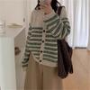 Ленивый ветер ретро полосатый свитер с круглым вырезом куртка женская осень и зима новый свободный вязаный кардиган топ толстый