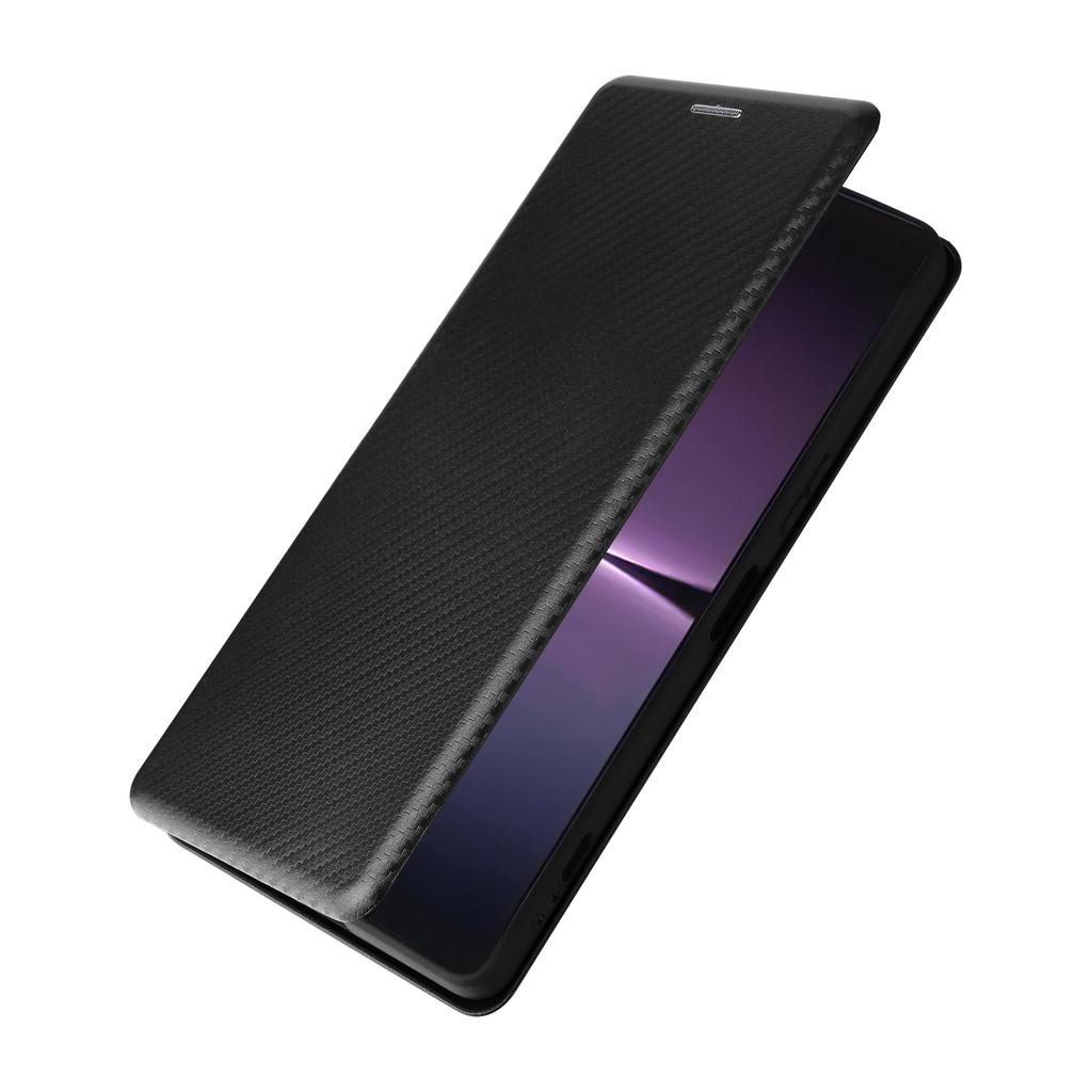 Для Sony Xperia 1 V Чехол-подставка из ПУ кожи с текстурой углеродного волокна, держатель для карт, чехол для телефона