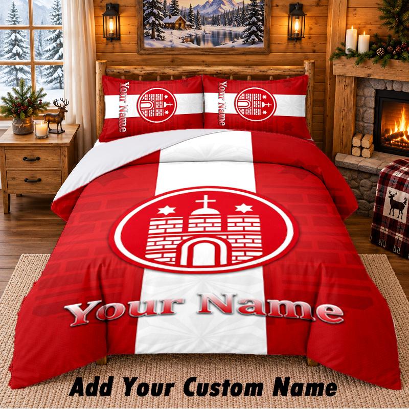 FC St. Pauli Pattern Bedding 3Pcs Set Custom Name, Bed Sheet And Pillowcases For Home Bedroom