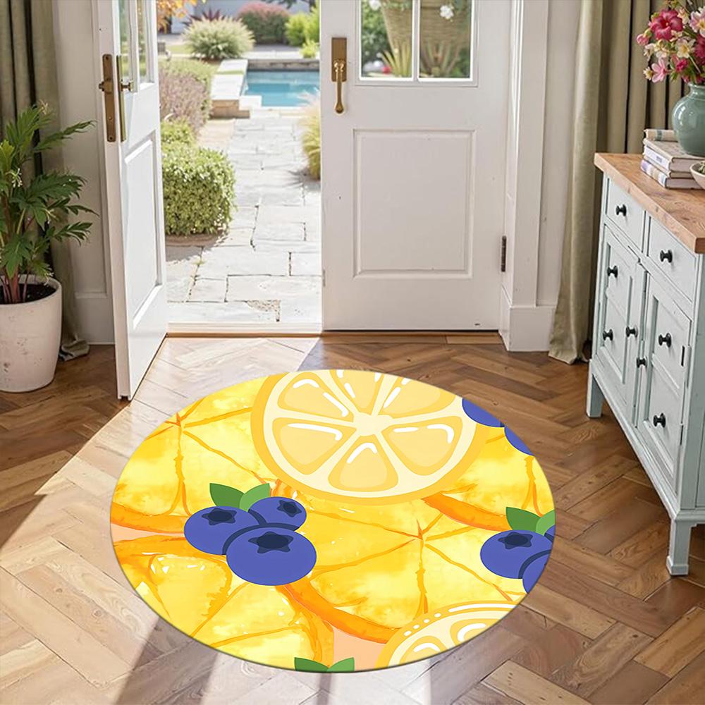 Fruit Round Office Rug Design for Foyer Playrooms Outdoor Bedrooms Anti-slip Round Rug Office home decor Perfect Gift for Women Men