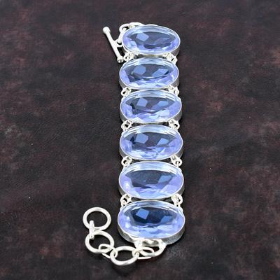 Граненый Танзанит Кварцевый Браслет Браслет Из Натурального Драгоценного Камня Браслет Стерлингового Серебра 925 Браслет Регулируемый Браслет-Цепочка Ювелирные Изделия Ручной Работы Для Подарка