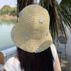 Weave Boho Panama Cap Flower Sunscreen UV Protection Sun Hat Sun Cap Straw Hat Sun Protection