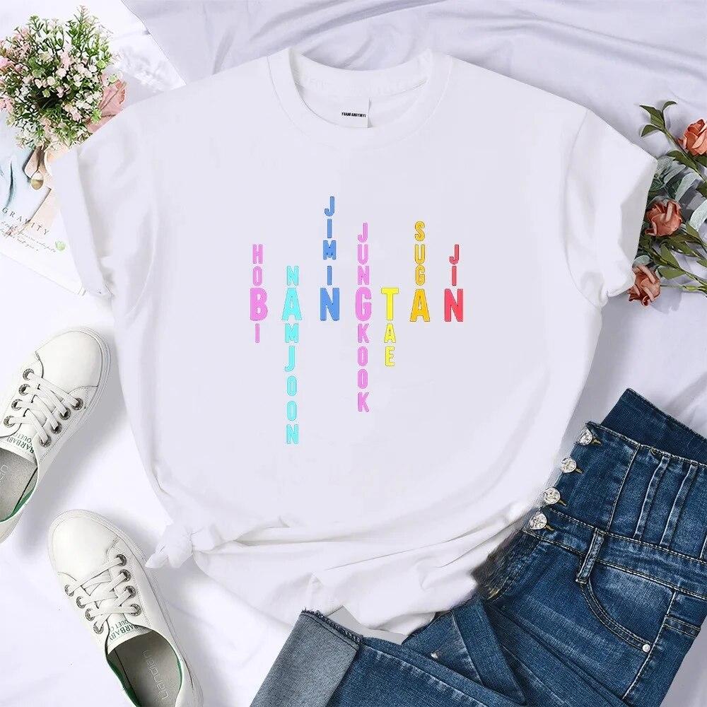 100% Хлопок Футболка Унисекс Женская Одежда Bangtan Boy Suga Корейский Стиль Kpop Буквы Напечатанный Графический Футболка Летняя Одежда Унисекс