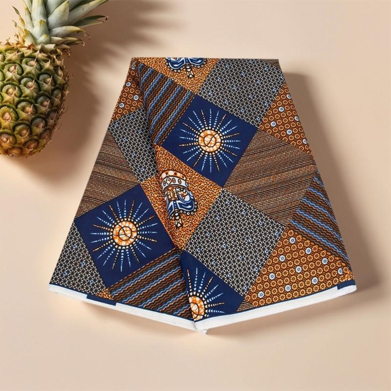 Африканская вощеная печатная ткань 3 ярда Двусторонняя геометрическая печать Полиэстеровая ткань для шитья, рукоделия и украшения дома