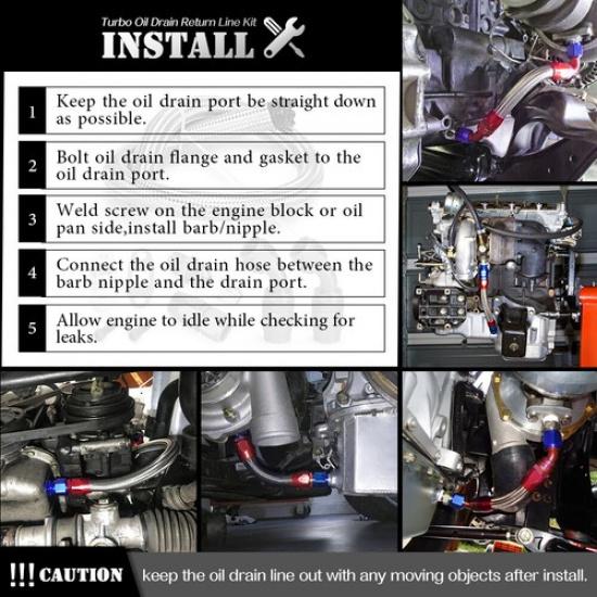 AN10 Turbo Oil Drain Return Line Turbocharger W/10AN Fitting For T3 T4 T70 T66