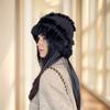 Women's Luxury Winter Hat Plush Rabbit Fur Fisherman Cap with Ear Flaps Soft Warm Beanie for Everyday Stylish Headwear