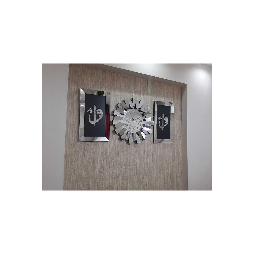 3-piece Wall Clock Roman Numeral 3d Piano Model Mirrored Plexi Silver Elif Vav