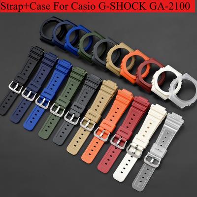 Для Casio G-SHOCK Octagon Farm Oak GA-2100 TPU Refit прозрачный ремешок для часов корпус силиконовый ремешок для часов ga2100 мужской браслет
