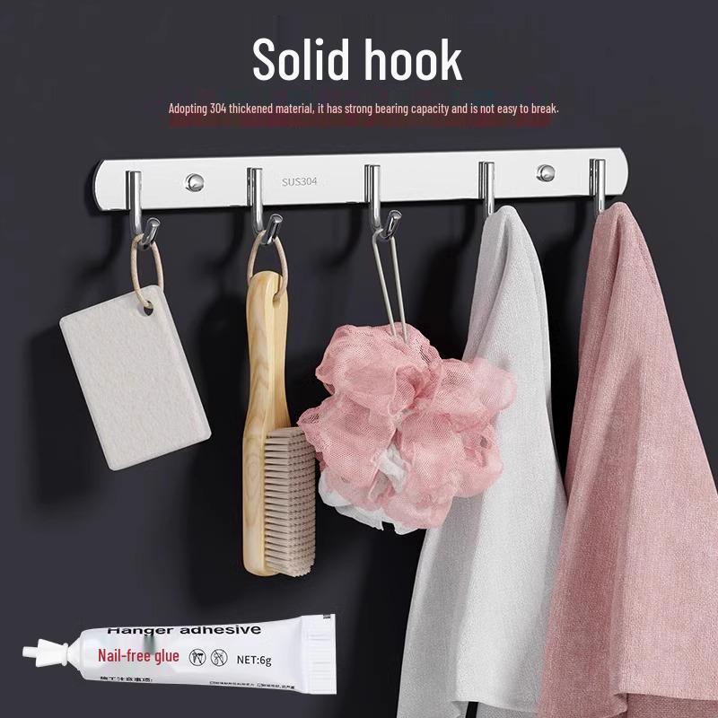 Настенная вешалка для одежды из нержавеющей стали с клейкими крючками