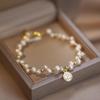Freshwater Pearl Bracelet Instagram Small Design Portrait Round Label Pendant Bracelet Accessories Girl Gift Jewelry