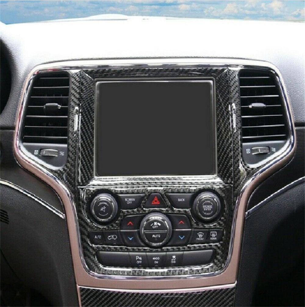 Carbon Fiber GPS Navigation Panel Cover Trim For Jeep Grand Cherokee 2014-2018
