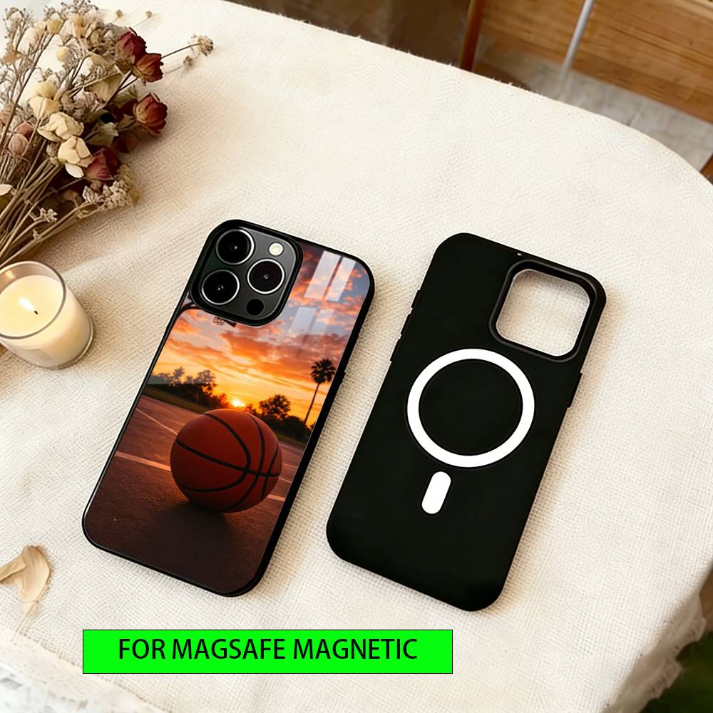 Sunset Basketball Phone Case For iPhone17,16,15,14,13,12,11 Plus,Pro Magnetic For Magsafe Wireless Charging
