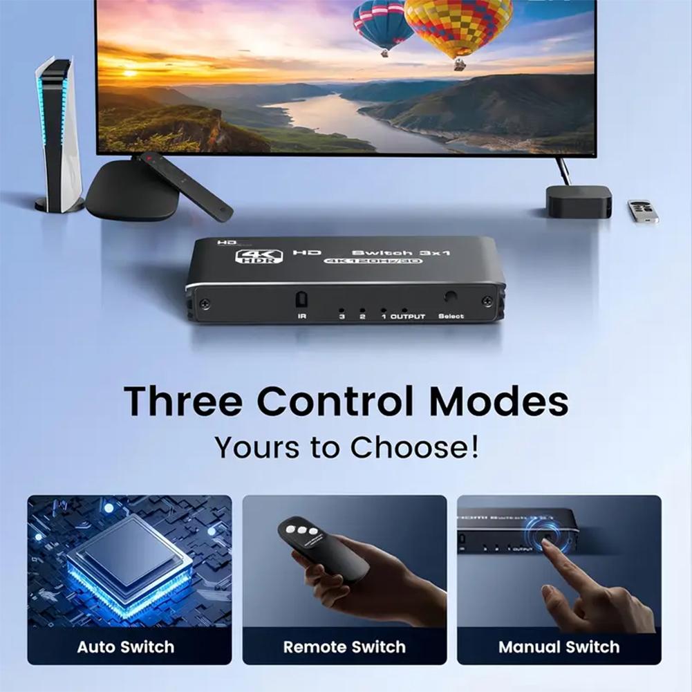 HDMI-Совместимый Переключатель Селекторная Коробка Plug and Play Автоматическое Переключение 3 в 1 Выход HDMI 2.1 Переключатель 4K 120Hz для Xbox PS5 Монитора