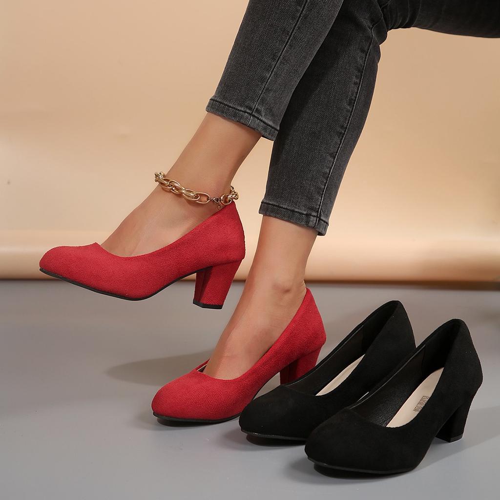 Spring and Autumn New Pointed Comfortable Banquet High Heels Women's Fashion Elegant Coarse Heels Casual Walking Single Shoes