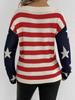Women's Long Sleeve American Flag Sweater - Spring and Autumn Knitwear