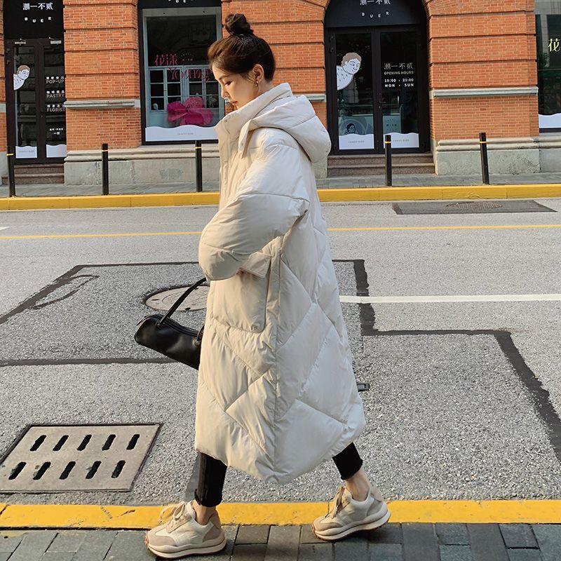 Осень-зима, пуховая женская зимняя стеганая куртка средней длины, толще, чем до колена, стеганое пальто