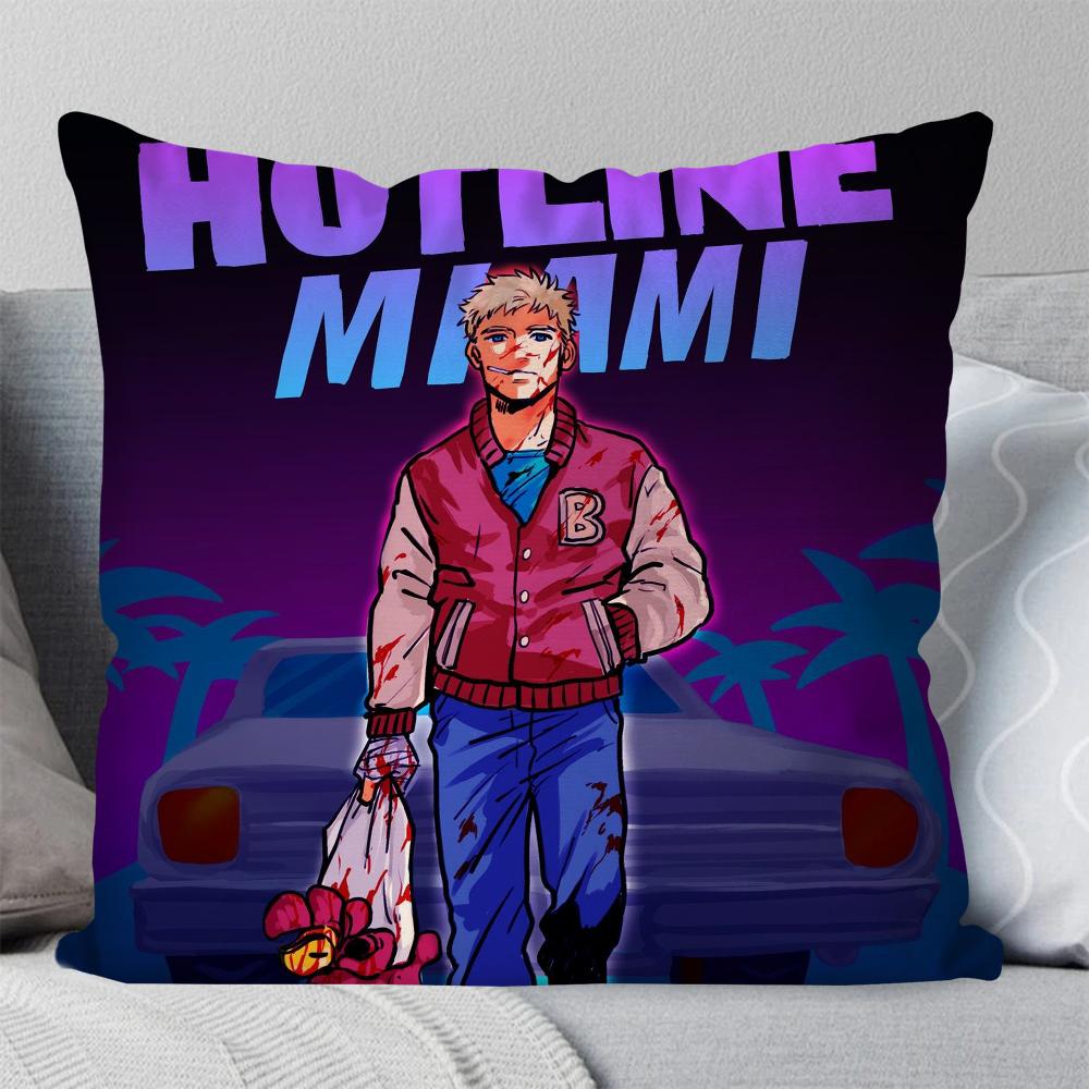 Игровой шутер H-Hotline Miami Наволочка Квадратная подушка Спальня Диван Отдых Комфорт Авто Гостиная Домашний Декор 40X40