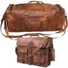 18 Inch Vintage Handmade Leather Travel Messenger Office Crossbody Bag With 32 Inch Luggage Handmade Duffel Bag