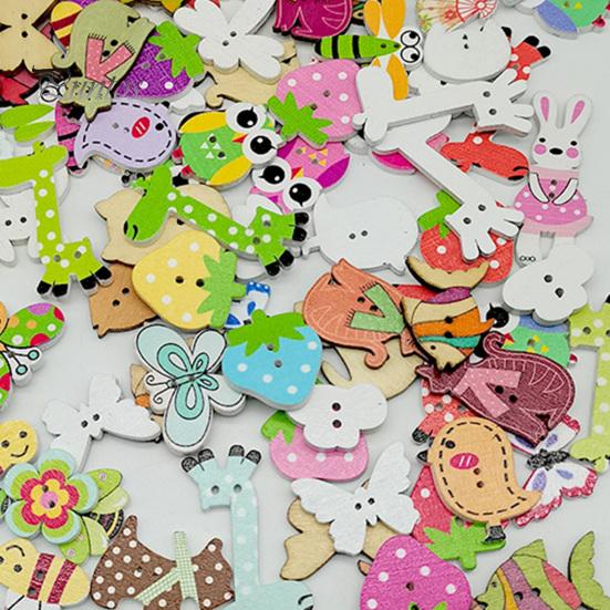 Puntos мультфильм экологически чистые деревянные 50 шт./сумка пуговицы с животным узором вязание пуговицы для одежды