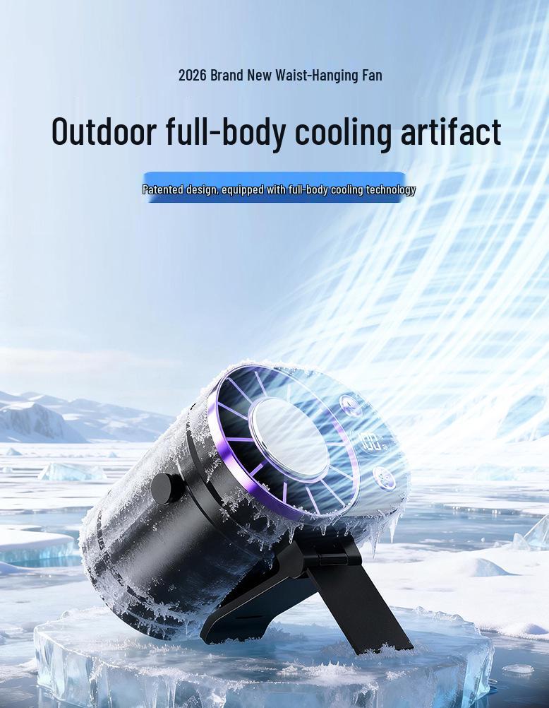 2026 Portable Waist & Neck Hanging USB Fan for Outdoor Camping & High-Temperature Workplaces