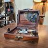 Handcrafted Wooden Marine Master Box Set Nautical Sextant, Ship's Instruments, and Functional Compass