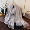 Новый весенне-летний модный стиль Золотой и серебряный шелковый длинный платок Двусторонний шелковый шарф Теплый шарф из смесового корейского шелка для женщин