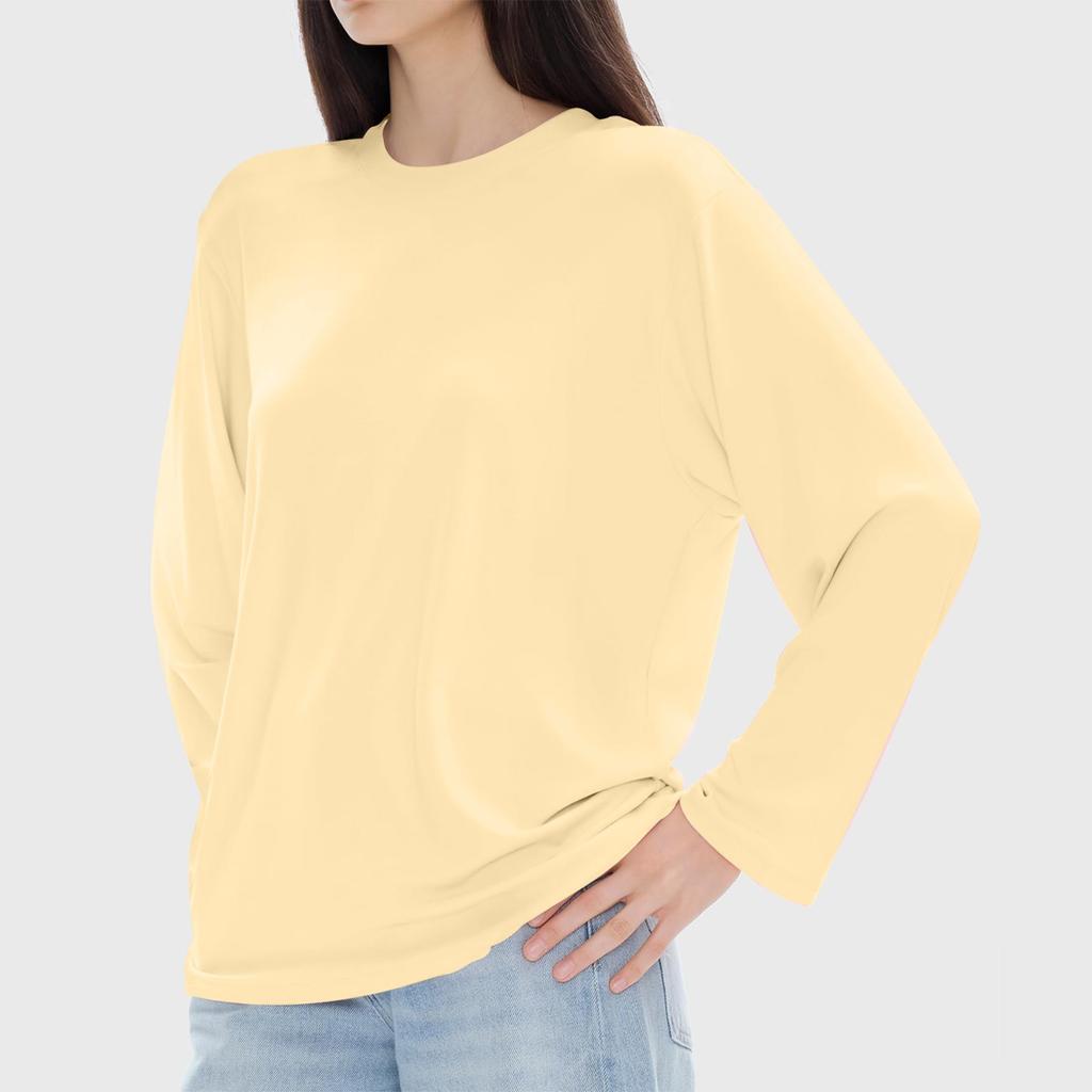 Женская модная повседневная блузка с длинным рукавом и круглым вырезом, пуловер