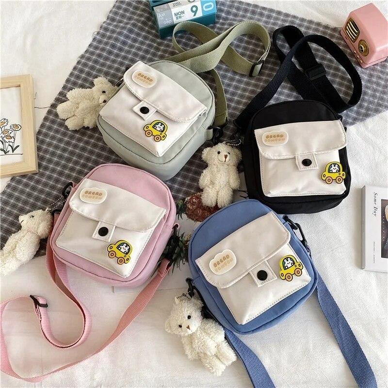 Мини-сумка через плечо для женщин, 2023, модные маленькие женские холщовые сумки на плечо, корейский кошелек для телефона, милый студенческий кошелек с клапаном Bolsas