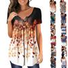 Women's Short Sleeve Tunic Loose Tops Casual Plus Size Tops Pleated Tunic Button Down Casual Summer Spring T-Shirts Tops for Women
