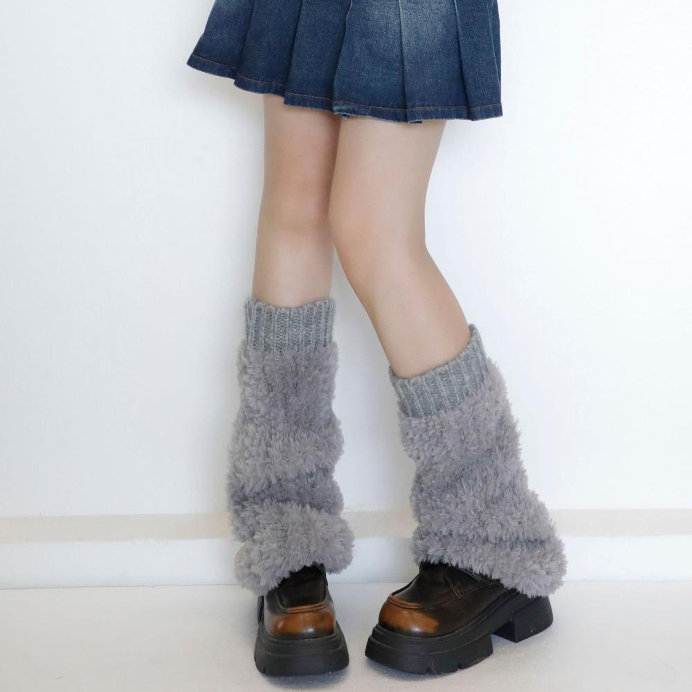 Плюшевые Пушистые Гетры Пушистые Зимние Топперы для Сапог Y2K Носки без Стопы Женские