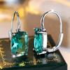 Модные серебряные цветные зеленые кристаллы кубического циркония висячие серьги для женщин роскошные свадебные украшения подарок