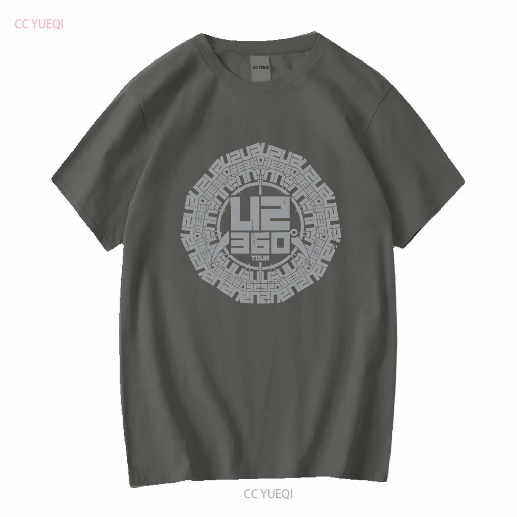 Unisexs U2 360 Degree Tour Logo Ex Medium Slim Fit T Shirt Black Long Sleeves Vintage Washed Graphic Casual Streetwear Stylish