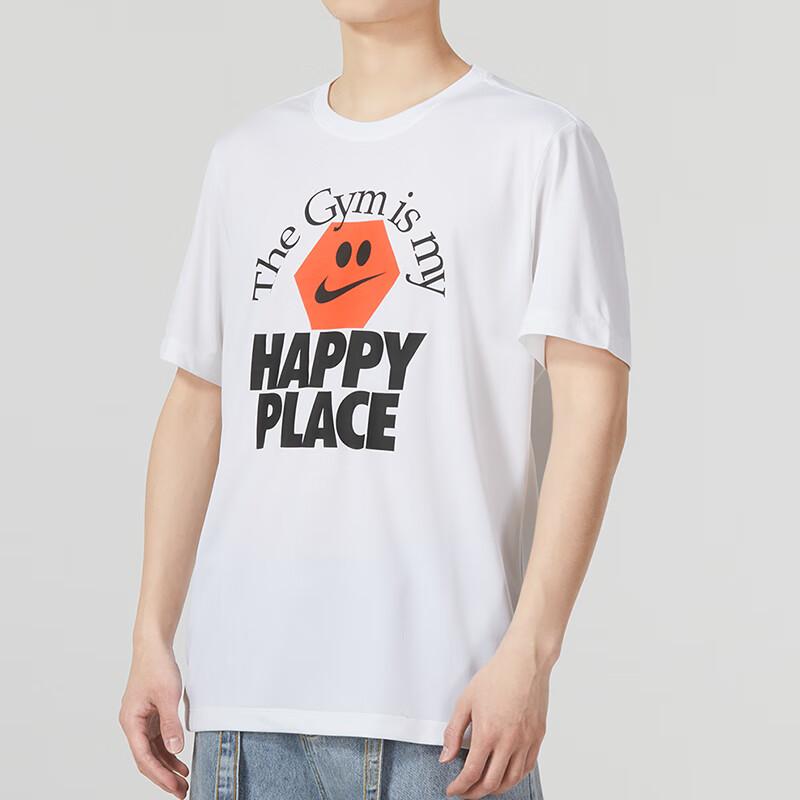 Nike T Shirts Men's White Crew Neck Moderate Straight Fit FD0141-100