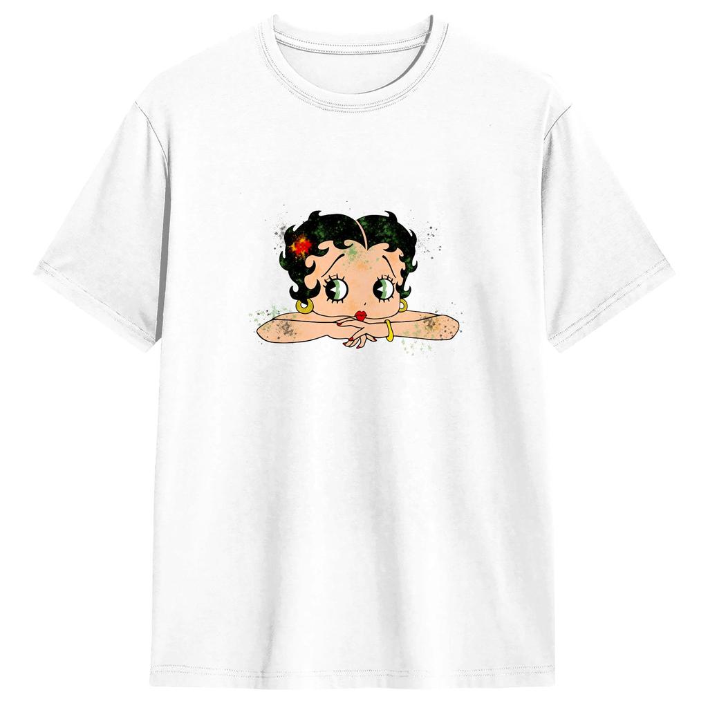 Bettys Boop T Shirt Summer Pure Cotton T Shirts For Unisex Pattern Tee Shirt Short Sleeves YK Casual Top Tees