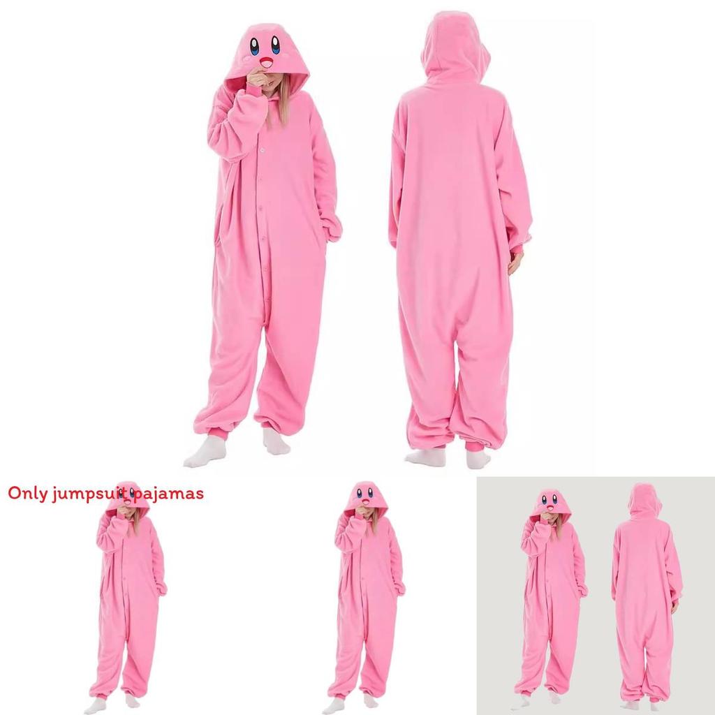 Kirby Themed Sleepwear Jumpsuit Made Of Polyester For Halloween And Casual Use