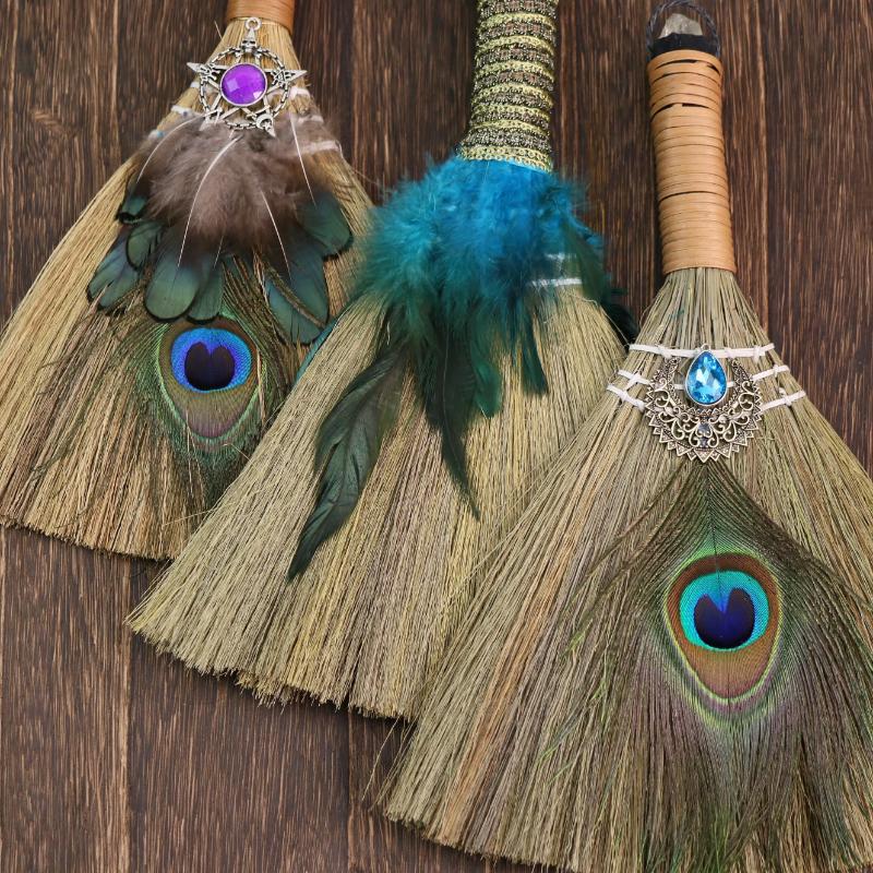 1 шт. Натуральный кристалл точка камень аметист алтарь ведьма принадлежности украшение стола семейное дерево шармы перо метла поделки Хэллоуин