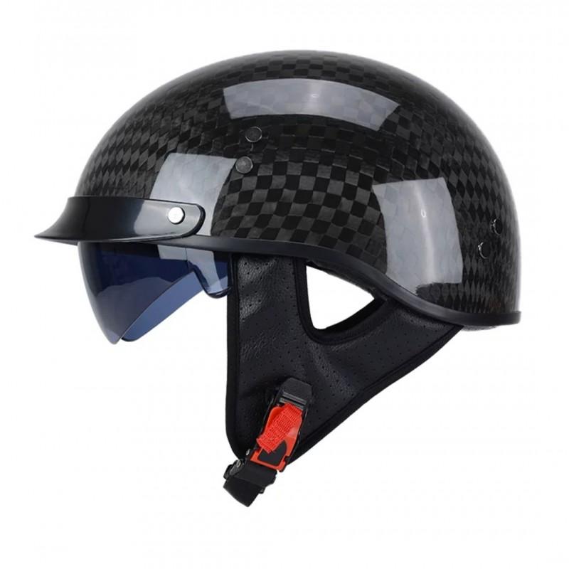 Carbon Fiber Retro Half Helmet Motorcycle Scooter Cruiser Adult Safety All