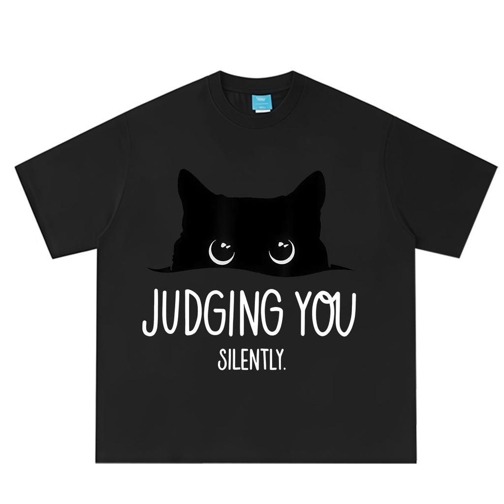 Cat Judging You Silently Funny Cute Cat Meme T Shirt Unisex Unisex Fashion Tshirt Summer Shortsleeved Loose Casual Cotton Tshirts