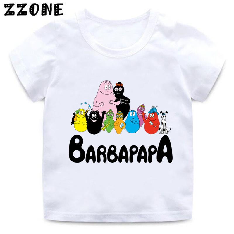 Hot Sale Cute Barbapapa Print Cartoon Kids TShirts Girls Clothes Baby Boys Short Sleeve T shirt Summer Children Topsooo5162