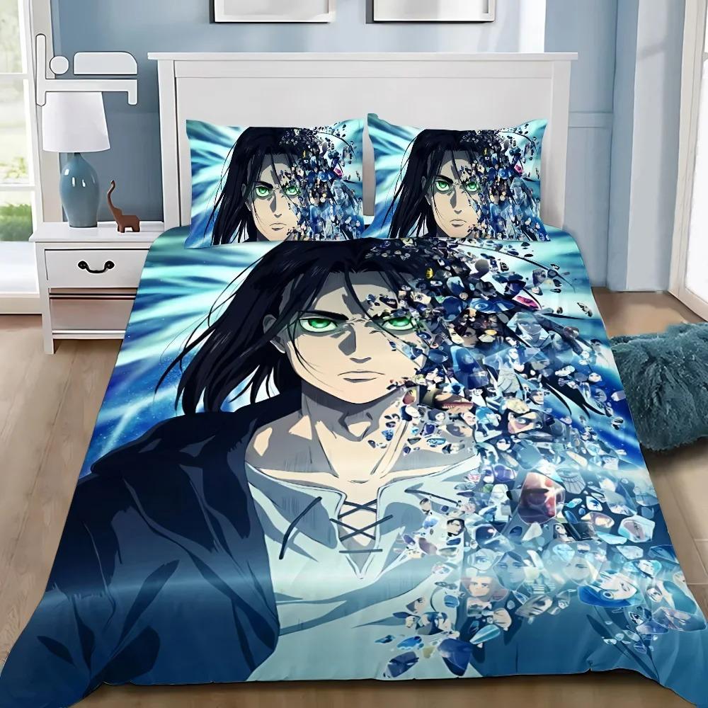 3D Print Anime Attack on Titan Bedding Set Soft Comforter Cover With 1/2pcs Pillow Shams For Kids Adults Microfiber Quilt Cover