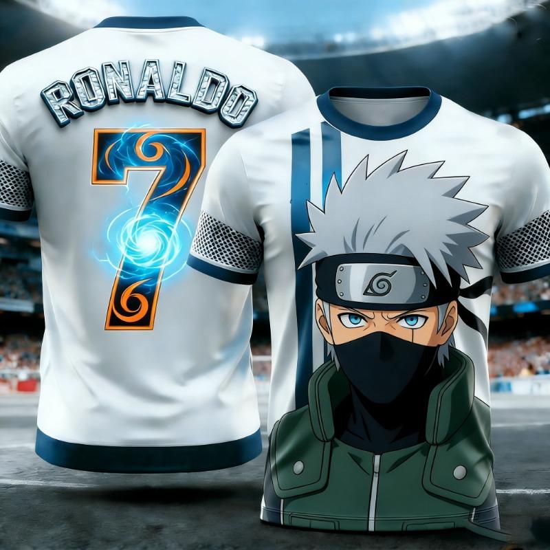 Naruto Shippuden Naruto & Sasuke Anime Allover Print Soccer Jersey Summer Breathable Casual Sportswear Tops for Men Women Kids