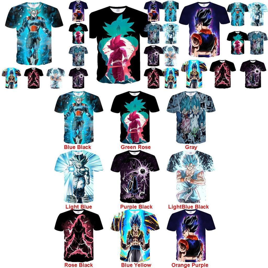 Vibrant 3d Print Dragon Ball Z Vegeta Goku Super Saiyan T-shirts For Anime Fans
