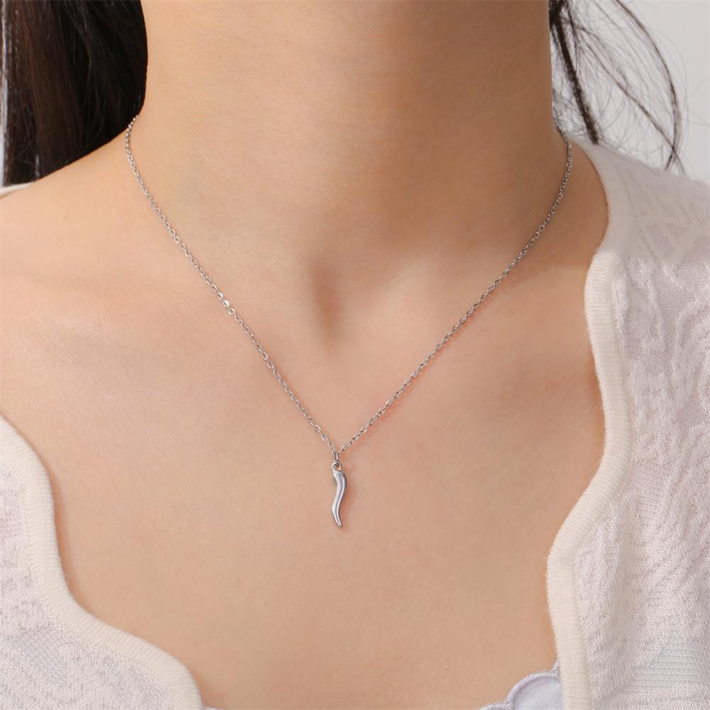 My Shape Lucky Italian Horn Pendant Necklaces for Women Stainless Steel Charms Chain Choker Lucky Amulet Jewelry Gifts