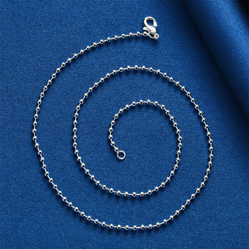 Серебряная цепочка-бусинка 925 пробы, простая, 2 мм, 16-30 дюймов, ожерелье для женщин, модный подарок на вечеринку, свадебное украшение
