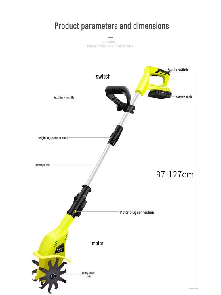 Ручной электрический литиевый микрокультиватор Youlefu - Компактная бытовая роторная мотыга
