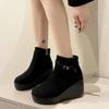2024 New Winter Shoes for Female Side Zip Platform Women's Ankle Boots Wedge Heel Casual Women's Shoes High Heel Ladies Boots