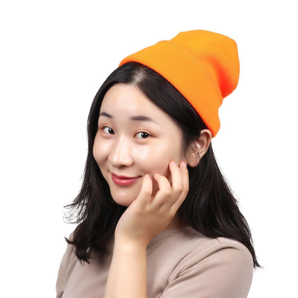 Осень-зима унисекс конфетного цвета повседневная хип-хоп шапка шапка вязаная шапка тюбетейка мягкая